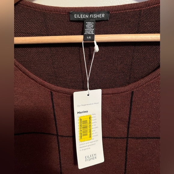 Eileen Fisher Brownstone Bateau Box Top Extra Fine Merino Wool Sweater NWT - Picture 5 of 12